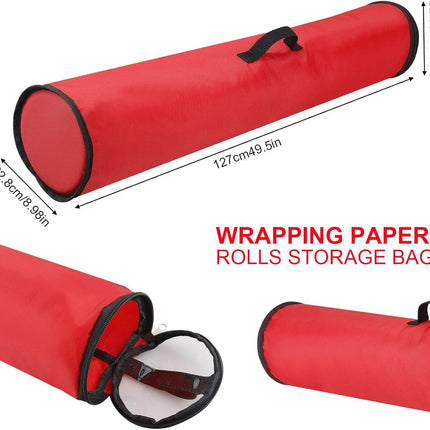 50inch Christmas Wrapping Paper Storage Bag Gift Wrap Storage Containers with Clear Lid Bed Storage Container for Holiday Storage of Gift Bags, Wrapping Paper, Ribbon, and Bows.