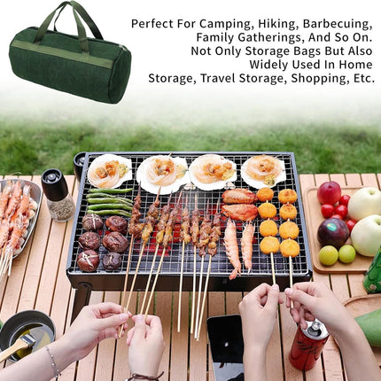Grill Accessory Storage Bag, 24" Extra Thick Canvas Grill Utensil Storage Bag, Double Zipper Grill Tool Storage Bag, BBQ Tool Storage Bag Carry Bag for Camping Hiking Barbecue.