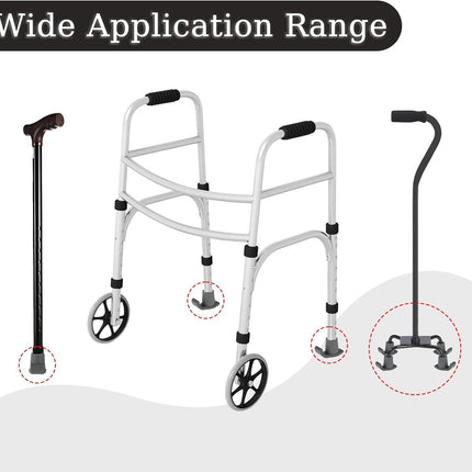 2 Pack Walker Glides Heavy Duty Walker Skis Glides for Folding Walkers, Universal Rubber Walker Sliders or Gliders for 1 Inch Tubes, Walker Accessories, Gray.