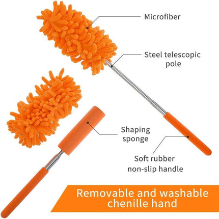Washable Dusters for Cleaning, Phoenixes Feather Duster Extendable Dusting Wand 11"-30", Wet or Dry Use (5 Pcs).