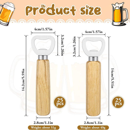 50 PCS Stainless Bottle Opener Bulk Wooden Beer Opener Set, Wood Handheld Heavy Duty Bottle Openers for Bartender Wedding Party Home Kitchen KTV Bar Restaurant.