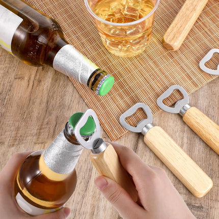 50 PCS Stainless Bottle Opener Bulk Wooden Beer Opener Set, Wood Handheld Heavy Duty Bottle Openers for Bartender Wedding Party Home Kitchen KTV Bar Restaurant.