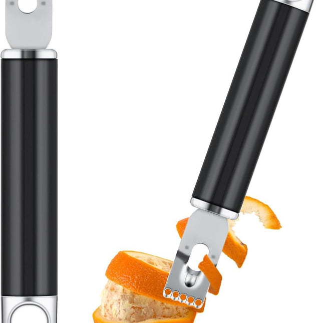 2 in 1 Channel Knife, Lemon Zester Tool, Ultra Sharp Lemon Twist Peeler for Cocktail Garnish, Stainless Steel Orange Citrus Fruit Rind Peel, Home Bar Kitchen Accessories (Silver).
