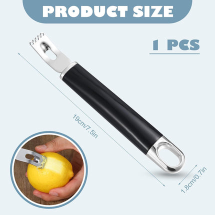2 in 1 Channel Knife, Lemon Zester Tool, Ultra Sharp Lemon Twist Peeler for Cocktail Garnish, Stainless Steel Orange Citrus Fruit Rind Peel, Home Bar Kitchen Accessories (Silver).