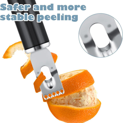 2 in 1 Channel Knife, Lemon Zester Tool, Ultra Sharp Lemon Twist Peeler for Cocktail Garnish, Stainless Steel Orange Citrus Fruit Rind Peel, Home Bar Kitchen Accessories (Silver).