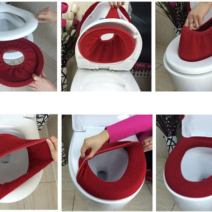 Bathroom Square Toilet Seat Cover Winter Washable Warmer Mat Toilet Cover Cushion Lid Pad Home Decor Toilet Seat Cover (Color : Black).
