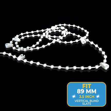 Compatible with Yux Vertical Blinds, 89mm Slats Bottom Chain, 20 Meters with 200 Clips.