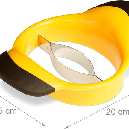 Mango Slicer with Stainless Steel Blade, Non-Slip Handle, Split and Core Mangoes, Black and Yellow.