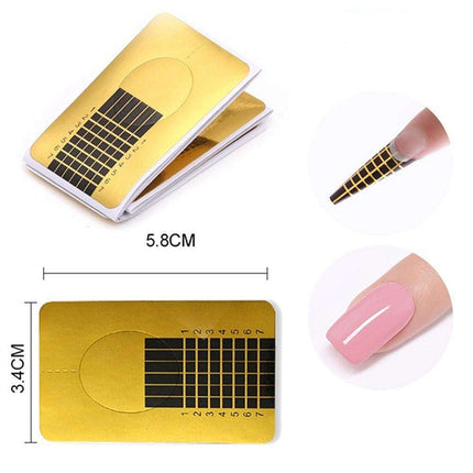Gold Nail Templates 500 pcs Nail Forms - Compatible with Professional Nail Art.