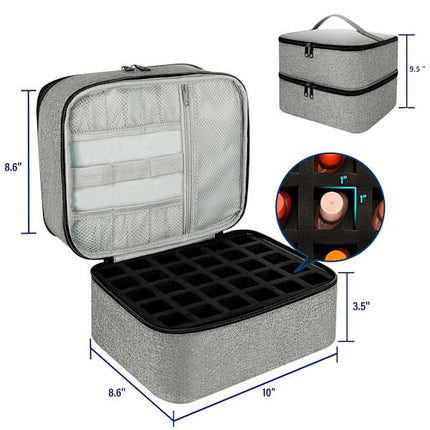 Nail Polish Storage Case with UV Light Gray Professional Organizer for Nail Kits.