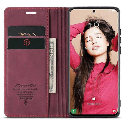 Compatible with Samsung Galaxy S21 FE Wallet Case Stand with Automatic Suction PU Leather Case Red Samsung.