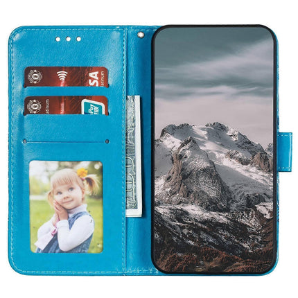 Compatible with Samsung Galaxy A56 5G Case with Multicolor Mandala Embossed PU Leather Wallet Cover - Blue.