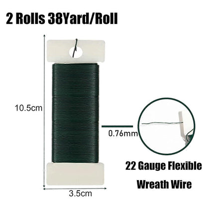 Green Floral Wire for Wreath Tying, 2 Rolls.