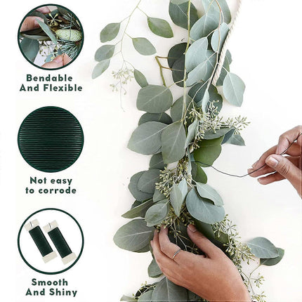 Green Floral Wire for Wreath Tying, 2 Rolls.