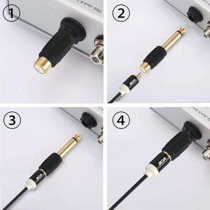 Audio Adapter 6.35mm Mono Male to RCA Female Cable Connector 6-Pack Compatible with Audio Equipment.