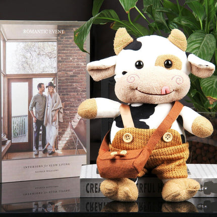 Brown Cow Plush Toy 30cm Soft Hug Pillow Compatible with Yux.