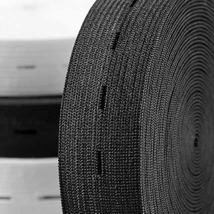 Elastic Buttonhole Tape, 2.5cm Width Black Elastic Band.