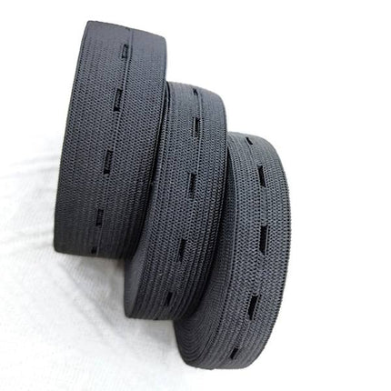 Elastic Buttonhole Tape, 2.5cm Width Black Elastic Band.
