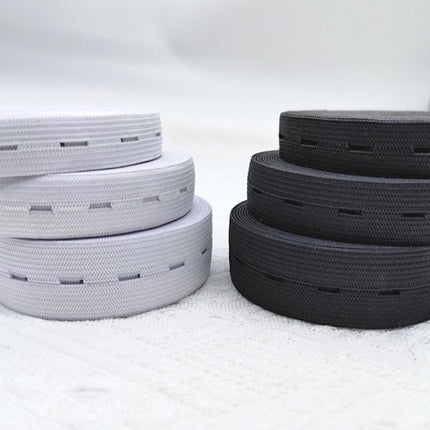 Elastic Buttonhole Tape, 2.5cm Width Black Elastic Band.