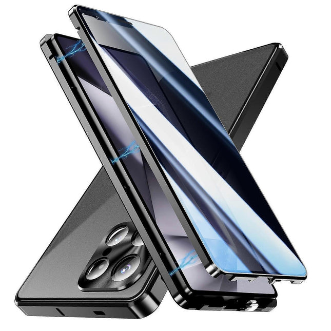 Compatible with Samsung Galaxy S25 Ultra Case Anti-Spy Dual-Sided Tempered Glass Magnetic Phone Case by WELLNGS Black.