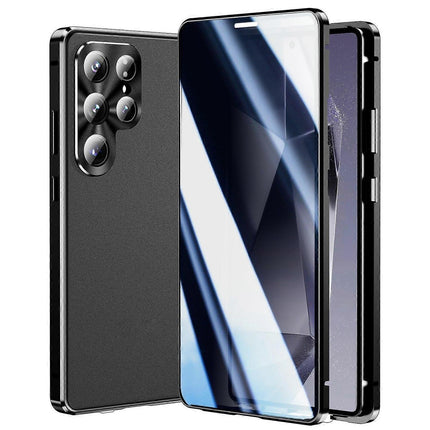 Compatible with Samsung Galaxy S25 Ultra Case Anti-Spy Dual-Sided Tempered Glass Magnetic Phone Case by WELLNGS Black.