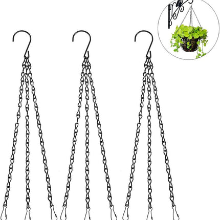 3-Pack Hanging Chain Set, Replacement Chain, Metal, Hanging Basket, Chains, Garden, Flower Pot, Plant Hanger with Clips and Hooks for Bird Feeder.