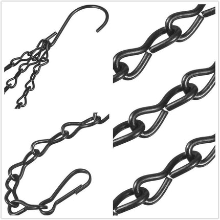 3-Pack Hanging Chain Set, Replacement Chain, Metal, Hanging Basket, Chains, Garden, Flower Pot, Plant Hanger with Clips and Hooks for Bird Feeder.