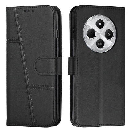 Stitched Calfskin Case for Redmi 14C 4G (FMY) Black_yux Black.