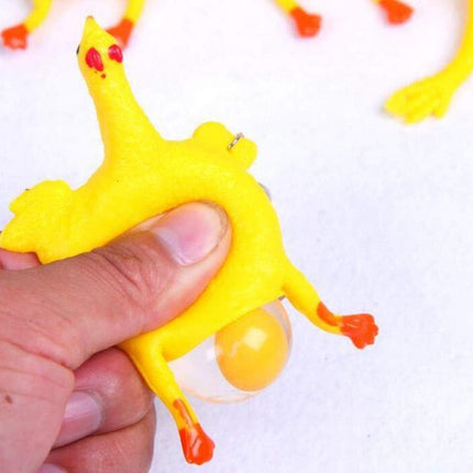 Stress Relief Squeeze Toy Laying Hen Ventilation Chicken Keychain, Trick Yux Compatible.