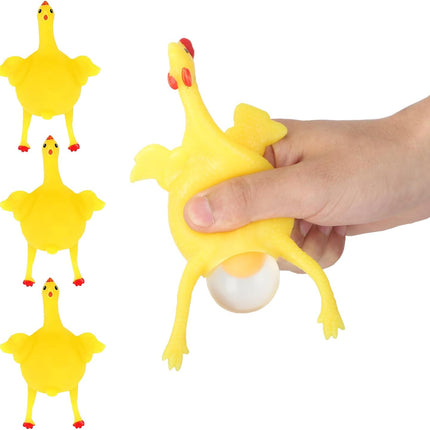 Stress Relief Squeeze Toy Laying Hen Ventilation Chicken Keychain, Trick Yux Compatible.
