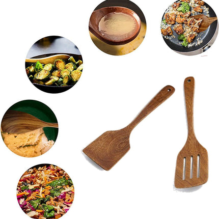 Wooden Spatulas Set of 2 30cm Cooking Utensils.