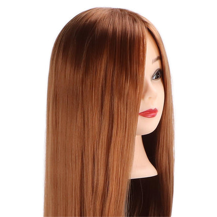 Hairdressing Mannequin Head Light Brown Hair Braid Styling Training Doll Head (with Makeup).