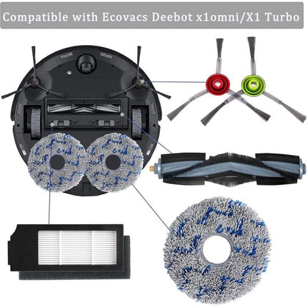 Ecovacs Filter Brush Cloth Replacement Accessory Kit 15 Pieces Compatible with DEEBOT T20 T10 X1 Omni Turbo Plus Robot Vacuum Cleaner.