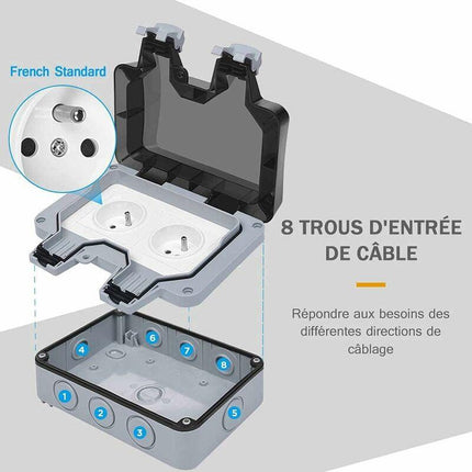 Outdoor IP66 Waterproof Double Power Socket 16A.