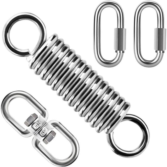 Spring Suspension with 360° Swivel Hooks and Carabiners, Spring Suspension for Hanging Chair Yoga Sandbag, Load 200 kg (Spring Suspension).