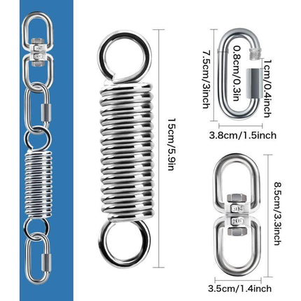 Spring Suspension with 360° Swivel Hooks and Carabiners, Spring Suspension for Hanging Chair Yoga Sandbag, Load 200 kg (Spring Suspension).