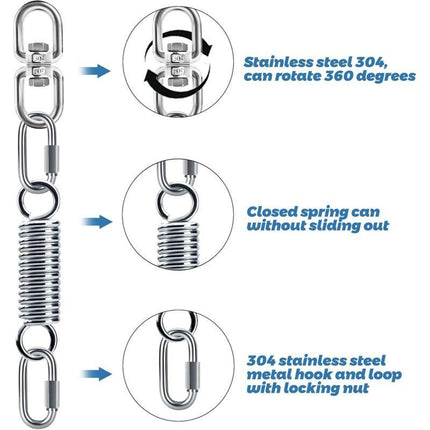 Spring Suspension with 360° Swivel Hooks and Carabiners, Spring Suspension for Hanging Chair Yoga Sandbag, Load 200 kg (Spring Suspension).