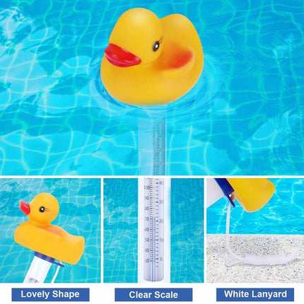 Floating Duck Style Pool Thermometer with String for Outdoor Indoor Pools Hot Tubs Spas.