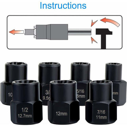 Socket Wrench Set with Nut Extractor For Damaged Bolts 13 Pieces.