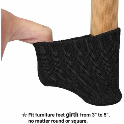 Black Felt Chair Socks Furniture Leg Protectors 24 pcs Prevents Scratches and Noise.
