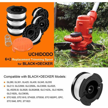 Trimmer Line Spool for Black and Decker Trimmers, 6-pack Trimmer Line Spools with 1 Spool Guard and 1 Spring.