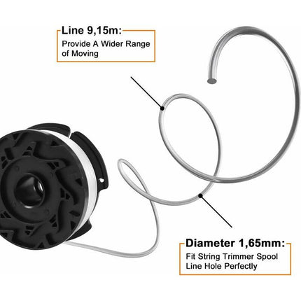 Trimmer Line Spool for Black and Decker Trimmers, 6-pack Trimmer Line Spools with 1 Spool Guard and 1 Spring.