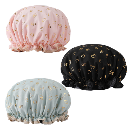 Shower Caps, 3-pack for women, waterproof and double layered.