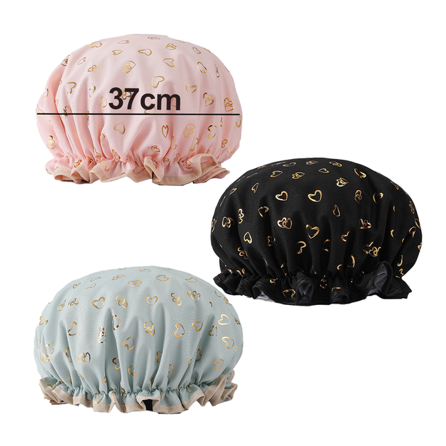 Shower Caps, 3-pack for women, waterproof and double layered.