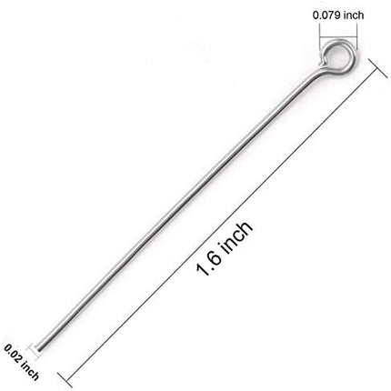 304 Stainless Steel Open Eye Pins for Jewelry Making, 4cm 300pcs Silver.