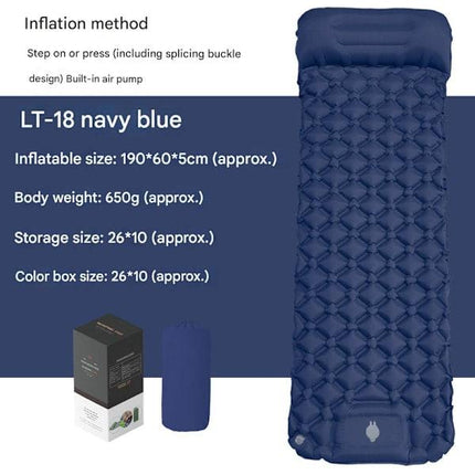 Camping Mattress Self-Inflating Lightweight Compact Single Double Attachable Inflatable Mat Navy.