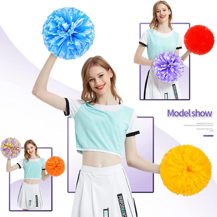 2 Pack Cheerleader Pom Poms Sports Dance Cheer Plastic Matte Pom Poms 12 inch Ring Handle Pom Poms Cheerleading for Sports Team Spirit Cheering.