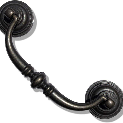 6 Pack MOOD.SC 3.5in Hole Center Shabby Chic Drawer Kitchen Cabinet Drop Bail Pulls Handles (89mm/Antique Black).