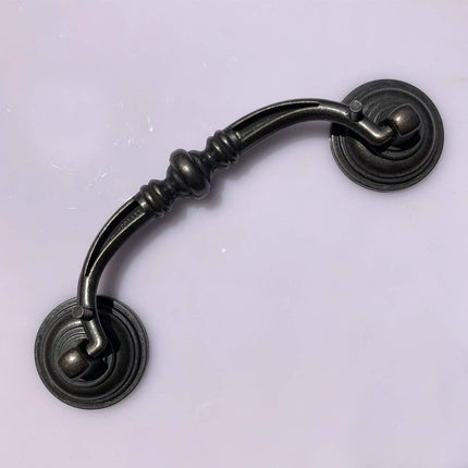 6 Pack MOOD.SC 3.5in Hole Center Shabby Chic Drawer Kitchen Cabinet Drop Bail Pulls Handles (89mm/Antique Black).