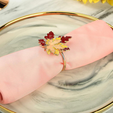 Fall Maple Leaf Napkin Rings Set of 4 Thanksgiving Maple Napkins Holder with Rhinestones Maple Leaves Serviette Buckle Holder for Fall Harvest Table Accessories Home Decor.